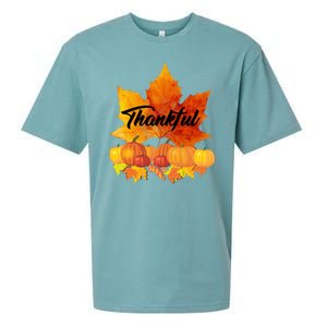 Thankful Autumn Leaves Thanksgiving Fall Sueded Cloud Jersey T-Shirt