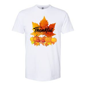 Thankful Autumn Leaves Thanksgiving Fall Softstyle CVC T-Shirt