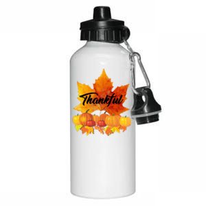 Thankful Autumn Leaves Thanksgiving Fall Aluminum Water Bottle