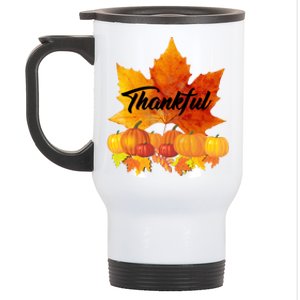 Thankful Autumn Leaves Thanksgiving Fall Stainless Steel Travel Mug