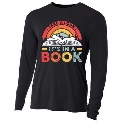 Take A Look Its In A Book Vintage Reading Bookworm Librarian Cooling Performance Long Sleeve Crew