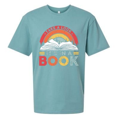 Take A Look Its In A Book Vintage Reading Bookworm Librarian Sueded Cloud Jersey T-Shirt