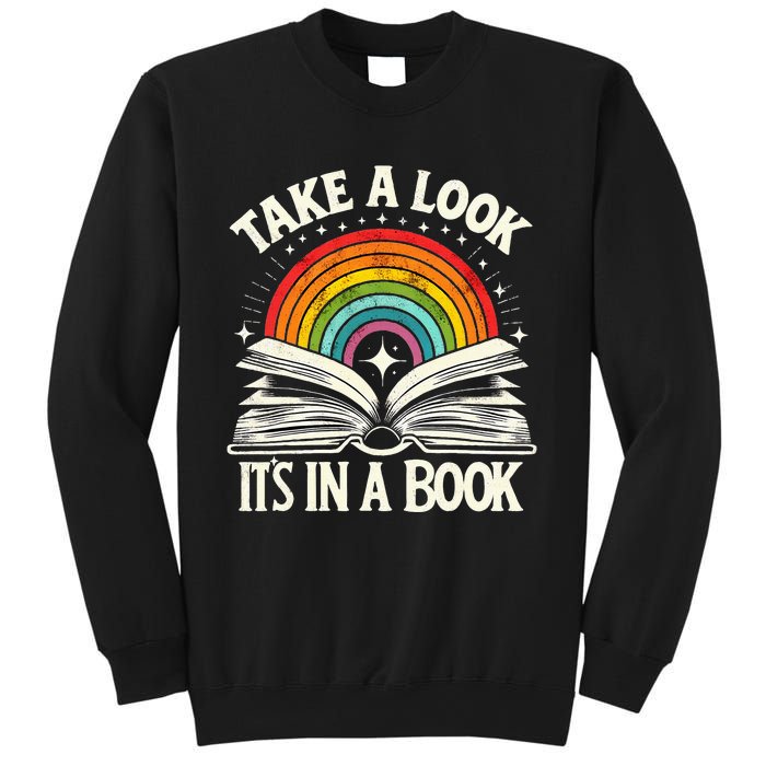 Take A Look A Book Vintage Reading Librarian Rainbow Sweatshirt