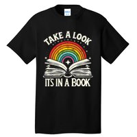 Take A Look A Book Vintage Reading Librarian Rainbow Tall T-Shirt