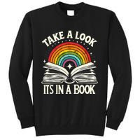 Take A Look A Book Vintage Reading Librarian Rainbow Tall Sweatshirt