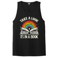 Take A Look A Book Vintage Reading Librarian Rainbow PosiCharge Competitor Tank