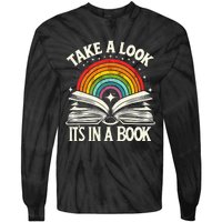 Take A Look A Book Vintage Reading Librarian Rainbow Tie-Dye Long Sleeve Shirt