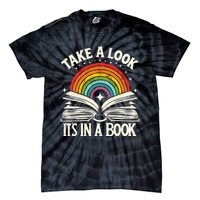 Take A Look A Book Vintage Reading Librarian Rainbow Tie-Dye T-Shirt