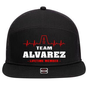 Team Alvarez lifetime member Proud Family Surname Alvarez 7 Panel Mesh Trucker Snapback Hat