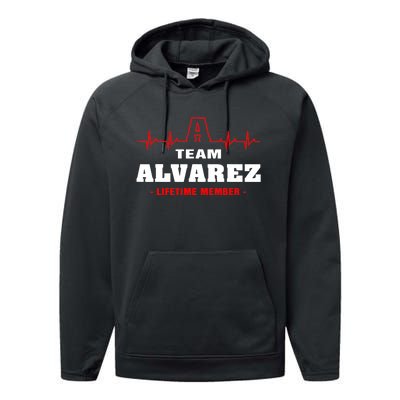 Team Alvarez lifetime member Proud Family Surname Alvarez Performance Fleece Hoodie