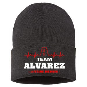 Team Alvarez lifetime member Proud Family Surname Alvarez Sustainable Knit Beanie