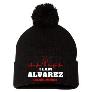 Team Alvarez lifetime member Proud Family Surname Alvarez Pom Pom 12in Knit Beanie