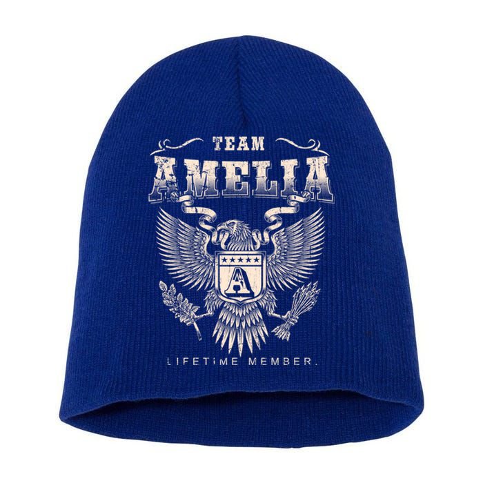 Team Amelia Lifetime Member Amelia Name Funny Gift Short Acrylic Beanie