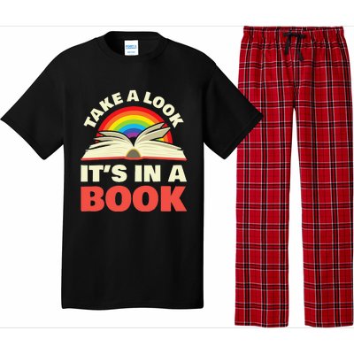 Take A Look It's In A Book Reading Retro Rainbow Books Lover Pajama Set