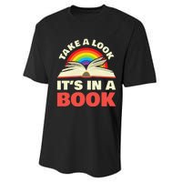 Take A Look It's In A Book Reading Retro Rainbow Books Lover Performance Sprint T-Shirt