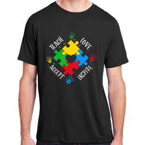 Teach Accept Love Inspire Teacher Autism Awareness Adult ChromaSoft Performance T-Shirt