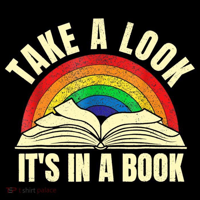 Take A Look It's In A Book Reading Vintage Retro Rainbow T-Shirt