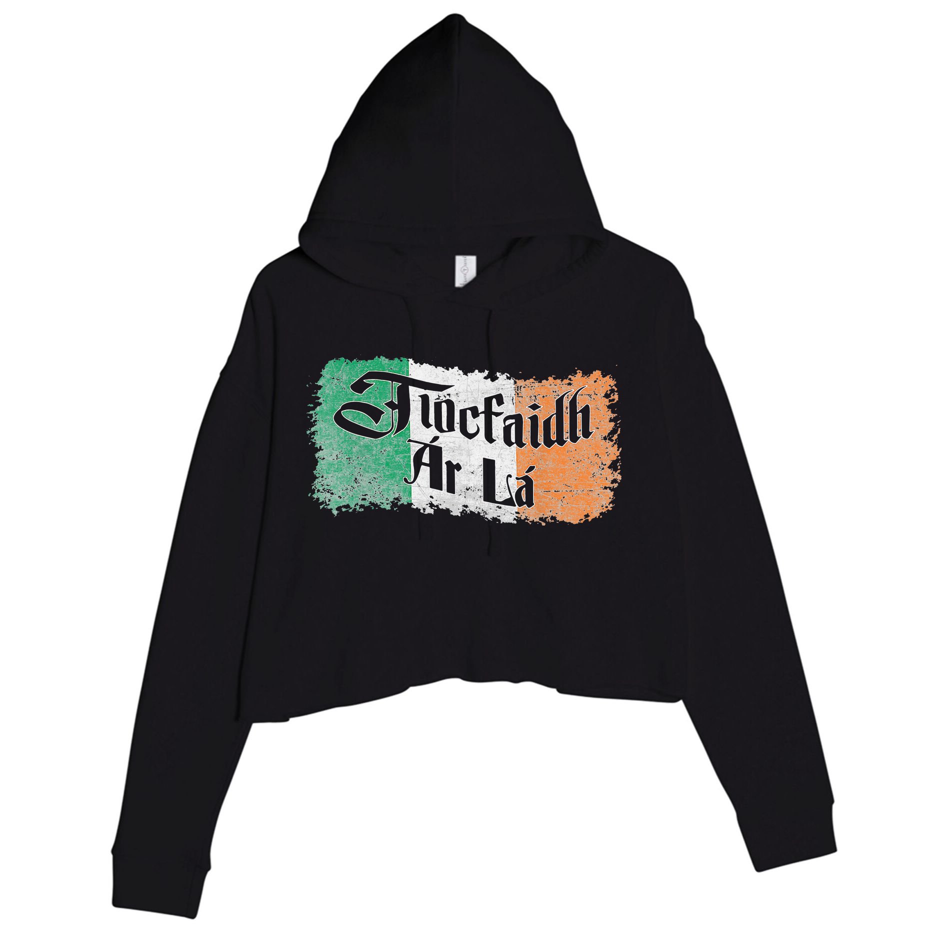 Tiocfaidh Ar La - Vintage Ireland Irish Flag Crop Fleece Hoodie