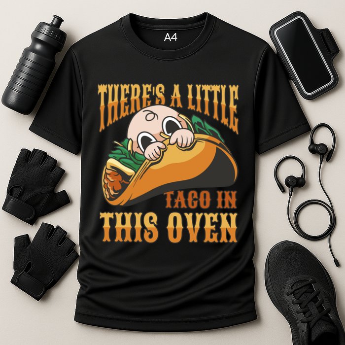 There's A Little Taco In This Oven Pregnancy Cooling Performance Crew T-Shirt