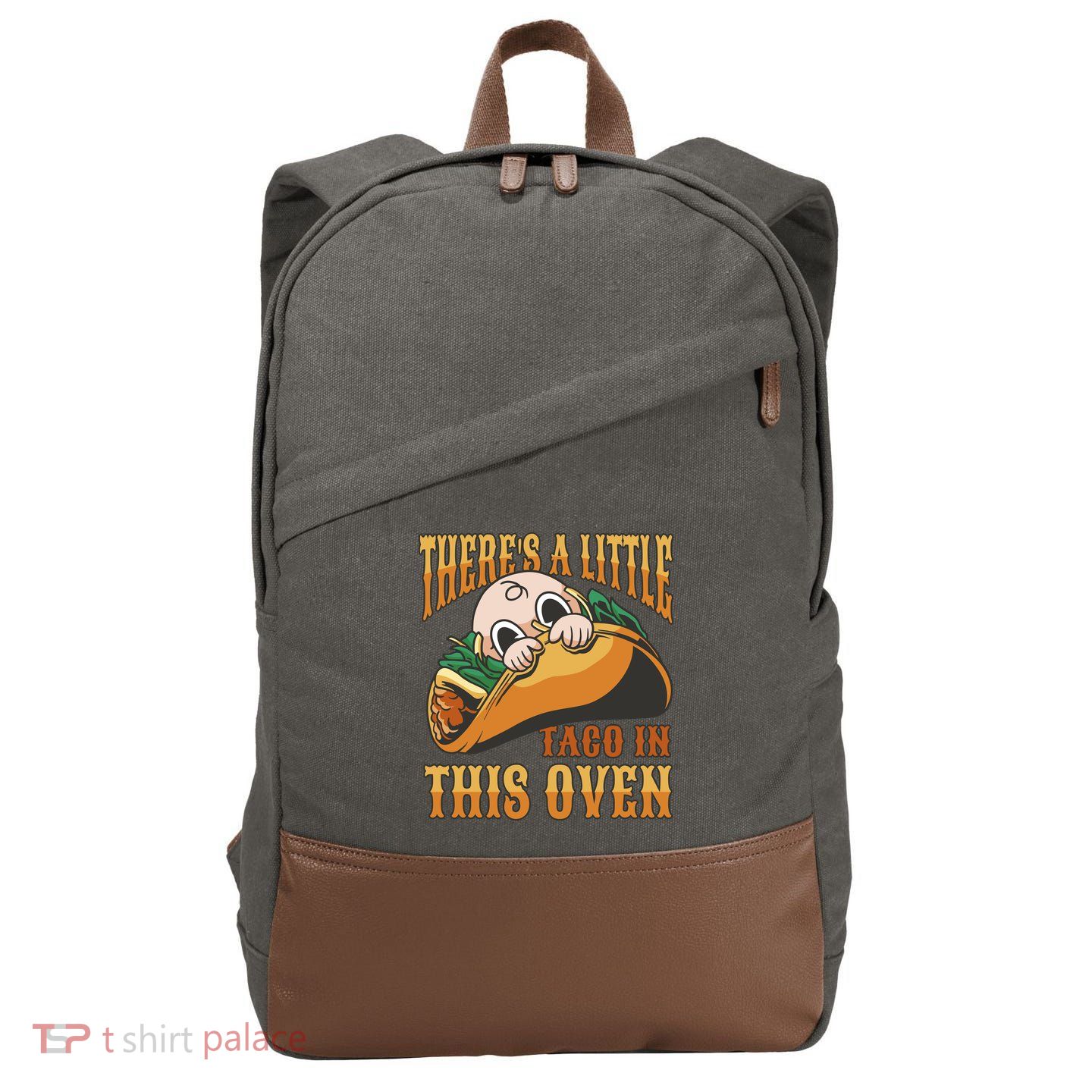 There's A Little Taco In This Oven Pregnancy Cotton Canvas Backpack