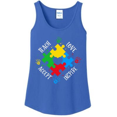 Teach Accept Love Inspire Teacher Autism Ladies Essential Tank