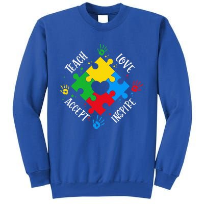 Teach Accept Love Inspire Teacher Autism Tall Sweatshirt