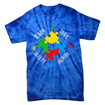 Teach Accept Love Inspire Teacher Autism Tie-Dye T-Shirt