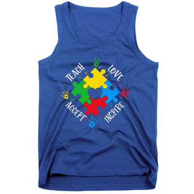 Teach Accept Love Inspire Teacher Autism Tank Top