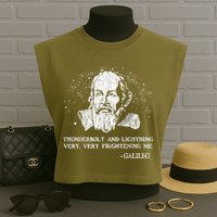 Thunderbolt And Lightning Galileo Retro Very Frightening Me Garment-Dyed Women's Muscle Tee