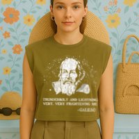 Thunderbolt And Lightning Galileo Retro Very Frightening Me Garment-Dyed Women's Muscle Tee