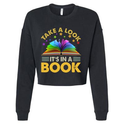 Take A Look Its In A Book Reading Retro Rainbow Vintage Cropped Pullover Crew