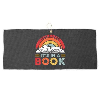 Take A Look Its In A Book Vintage Reading Bookworm Librarian Large Microfiber Waffle Golf Towel