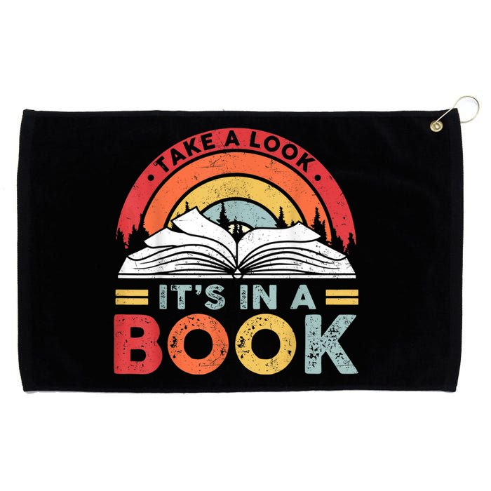 Take A Look Its In A Book Vintage Reading Bookworm Librarian Grommeted Golf Towel