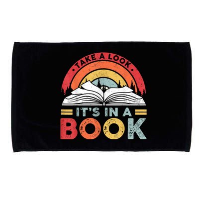 Take A Look Its In A Book Vintage Reading Bookworm Librarian Microfiber Hand Towel