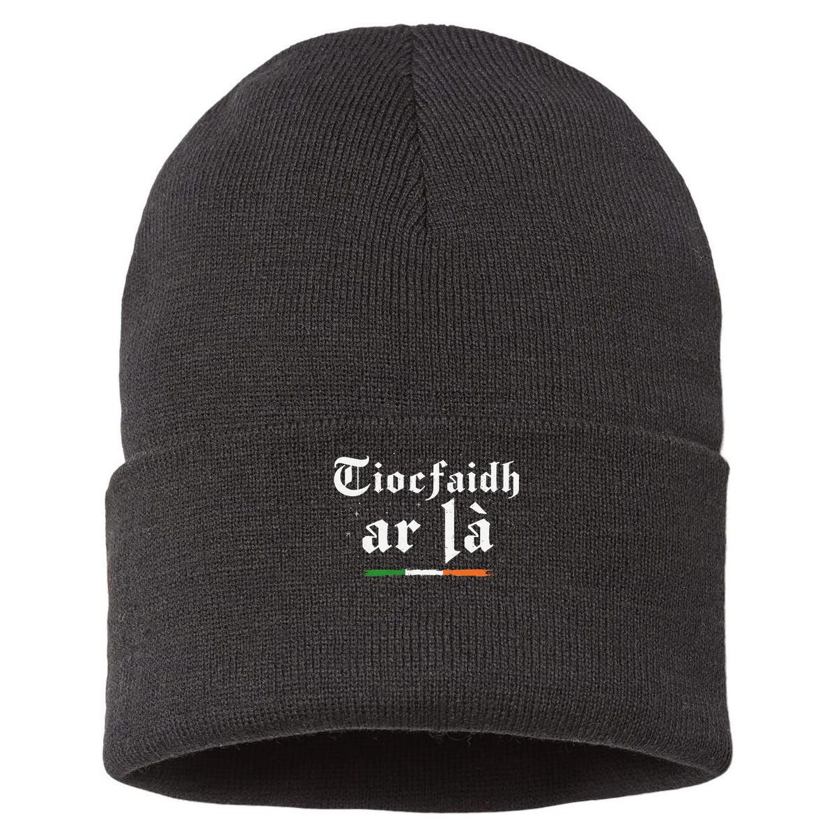 Tiocfaidh Ar La Irish Pride Gaelic Heritage Quote Sustainable Knit Beanie