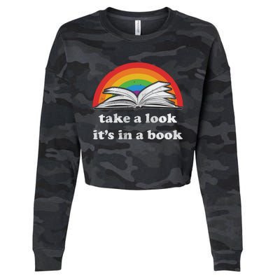 Take A Look It's In A Book Reading Vintage Retro Rainbow Cropped Pullover Crew