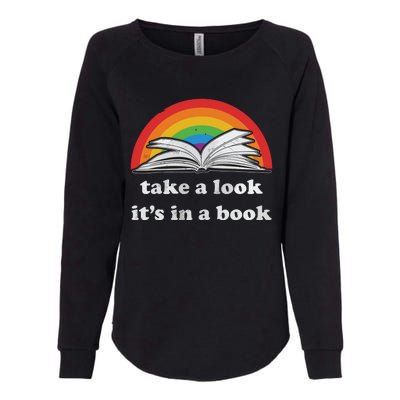 Take A Look It's In A Book Reading Vintage Retro Rainbow Womens California Wash Sweatshirt