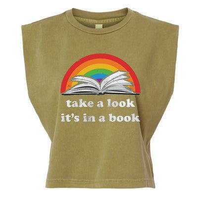 Take A Look It's In A Book Reading Vintage Retro Rainbow Garment-Dyed Women's Muscle Tee