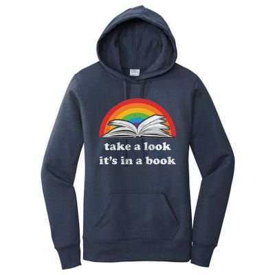 Take A Look It's In A Book Reading Vintage Retro Rainbow Women's Pullover Hoodie