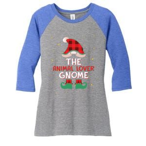 The Animal Lover Gnome Matching Group Christmas Holiday Gift Women's Tri-Blend 3/4-Sleeve Raglan Shirt