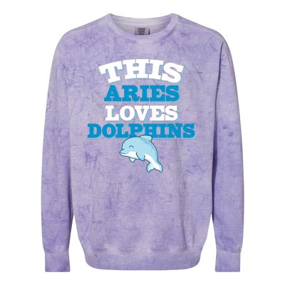 This Aries Loves Dolphins Colorblast Crewneck Sweatshirt