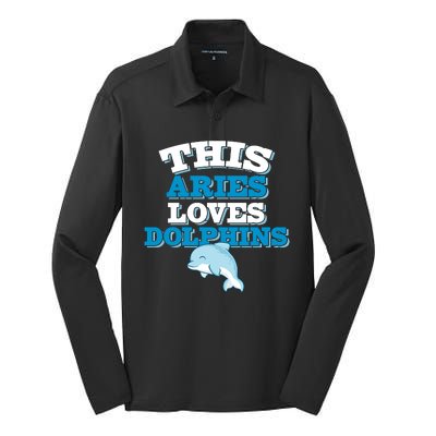 This Aries Loves Dolphins Silk Touch Performance Long Sleeve Polo