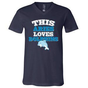 This Aries Loves Dolphins V-Neck T-Shirt