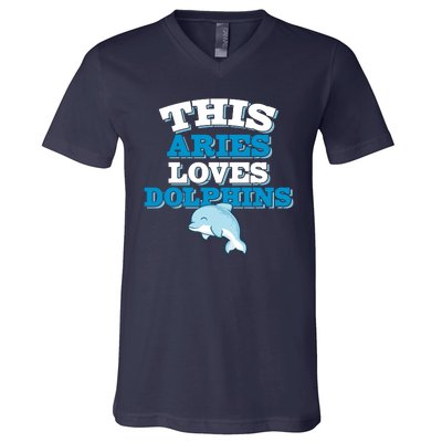 This Aries Loves Dolphins V-Neck T-Shirt