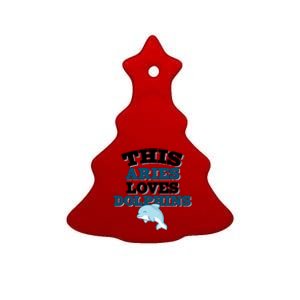 This Aries Loves Dolphins Ceramic Tree Ornament