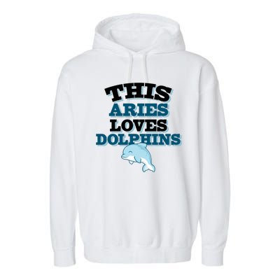 This Aries Loves Dolphins Garment-Dyed Fleece Hoodie