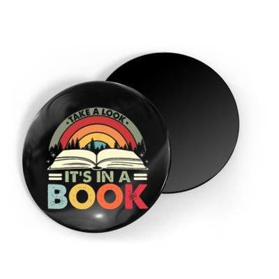 Take A Look Its In A Book Reading Vintage Retro Rainbow Magnet