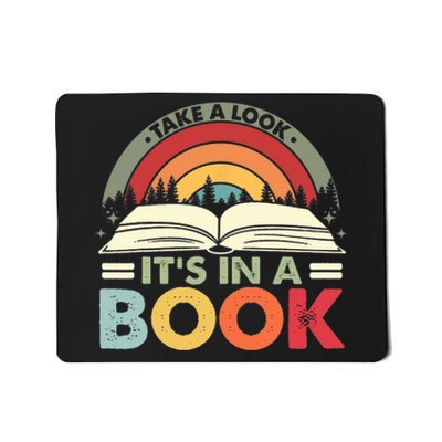 Take A Look Its In A Book Reading Vintage Retro Rainbow Mousepad