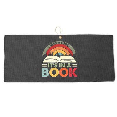 Take A Look Its In A Book Reading Vintage Retro Rainbow Large Microfiber Waffle Golf Towel