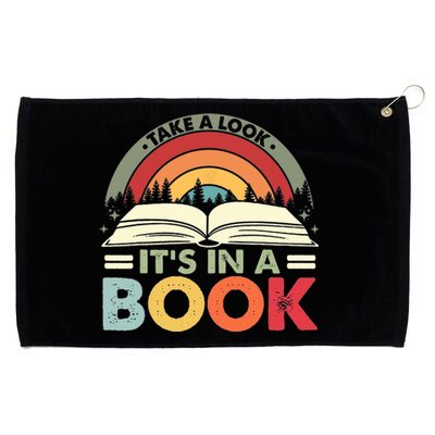 Take A Look Its In A Book Reading Vintage Retro Rainbow Grommeted Golf Towel